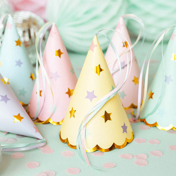 6 Partyhüte - Shiny Stars