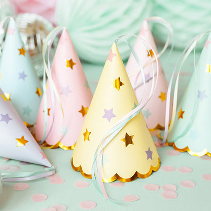 6 Partyhüte - Shiny Stars