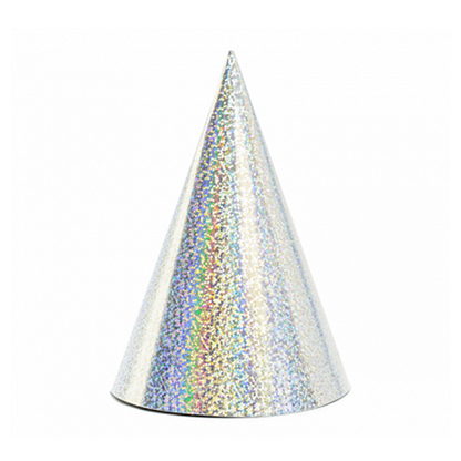 6 Partyhüte - Holographic - Silber