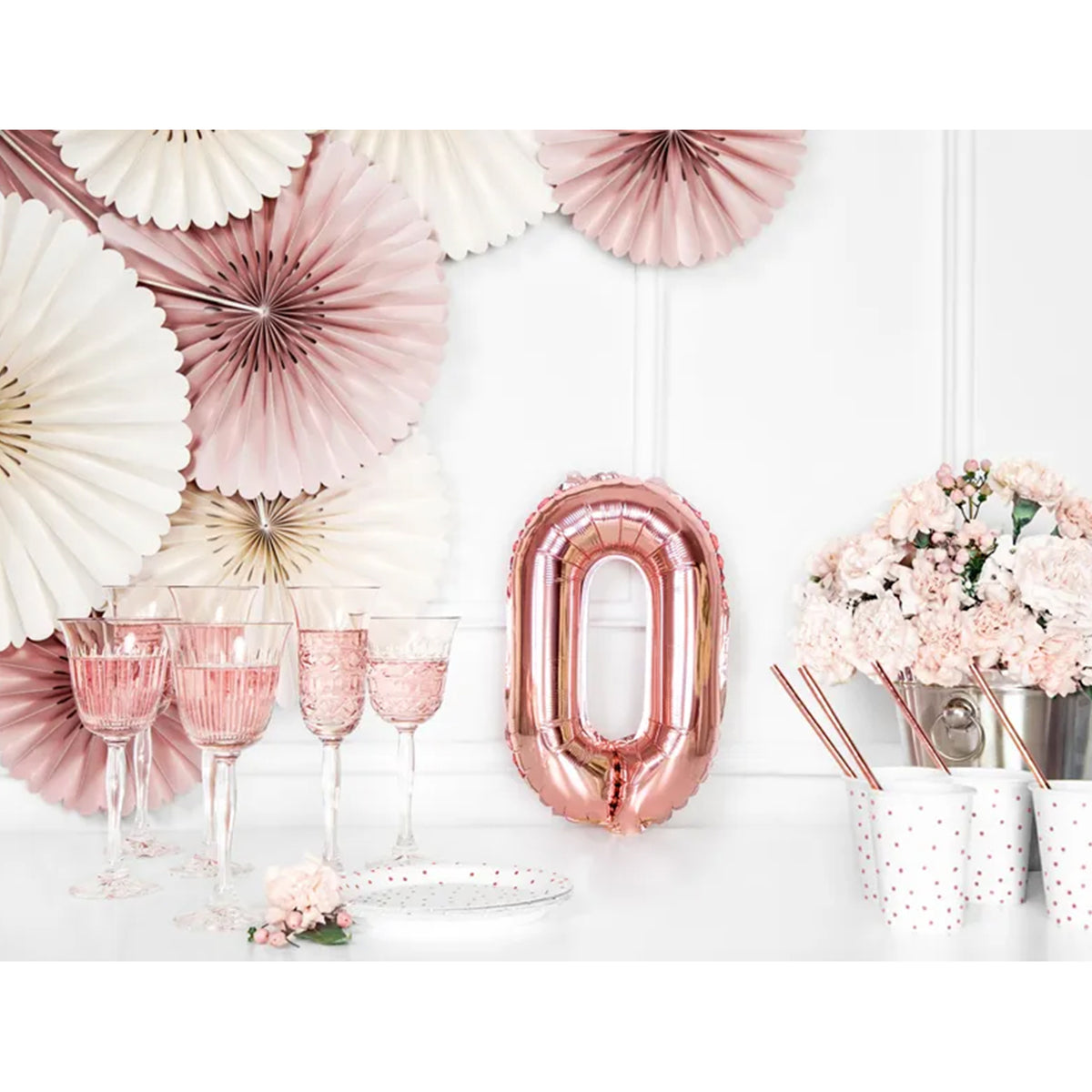 1 Balloon XS - Zahl 0 - RoséGold