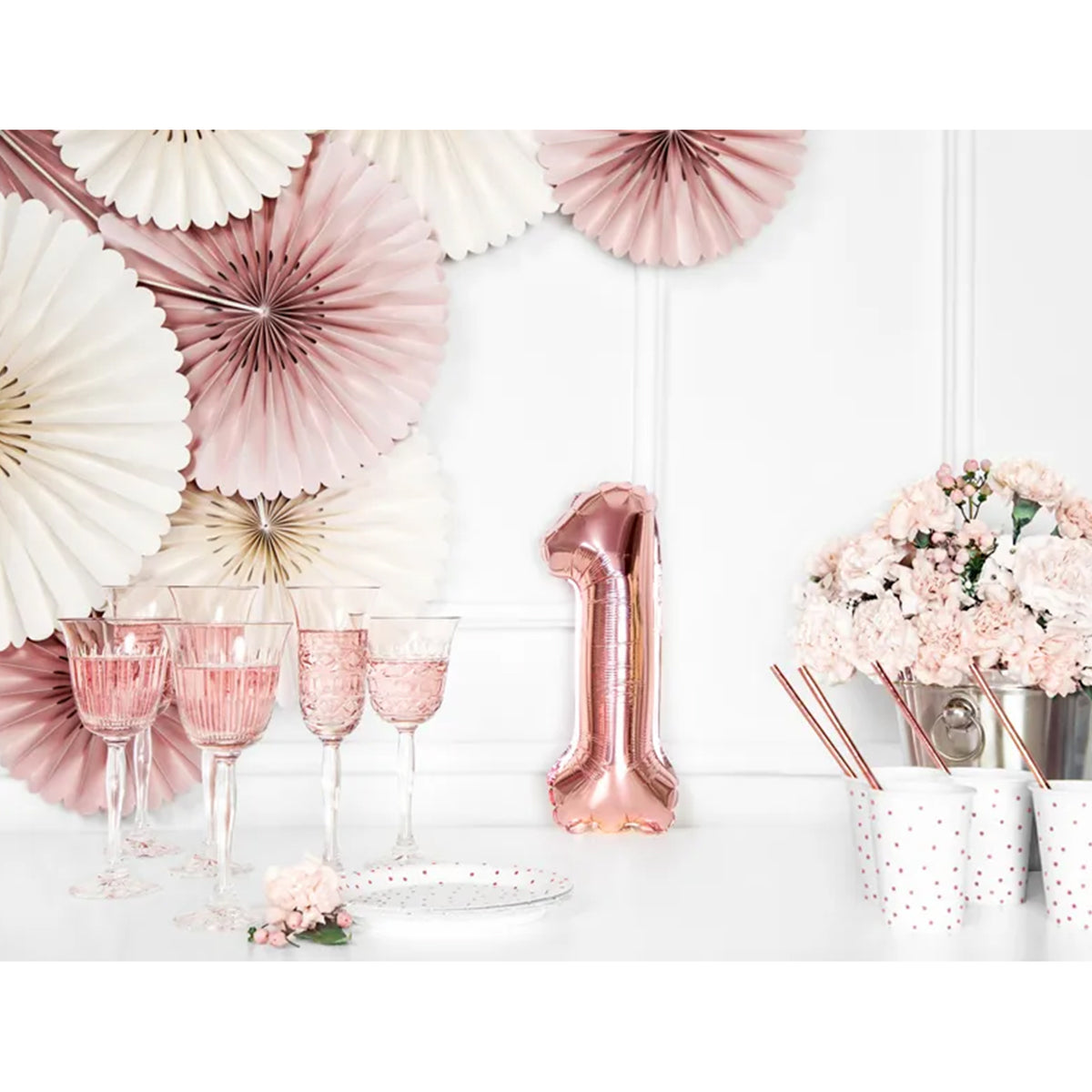 1 Balloon XS - Zahl 1 - RoséGold