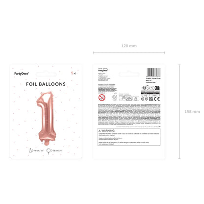 1 Balloon XS - Zahl 1 - RoséGold