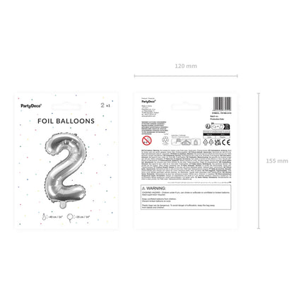 1 Balloon XS - Zahl 2 - Silber