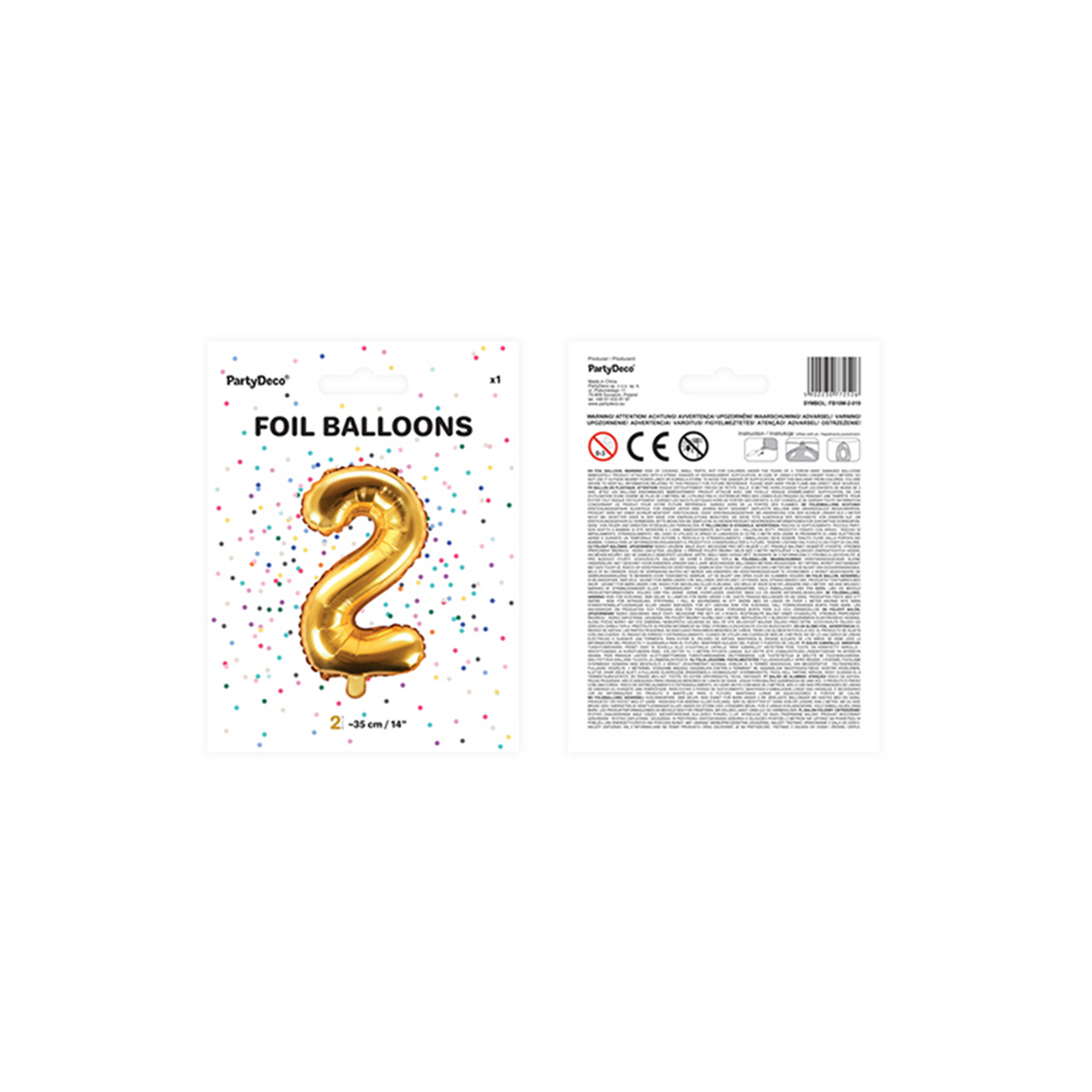 1 Balloon XS - Zahl 2 - Gold