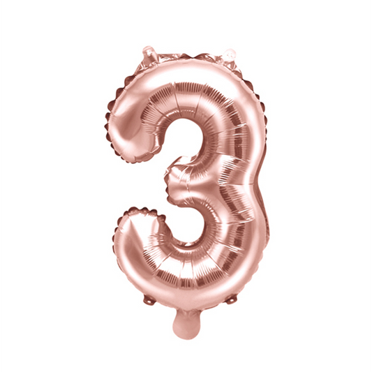 1 Balloon XS - Zahl 3 - RoséGold