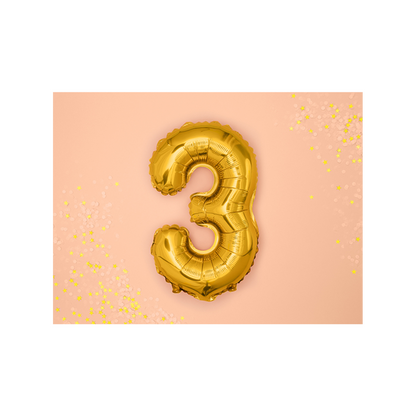 1 Balloon XS - Zahl 3 - Gold