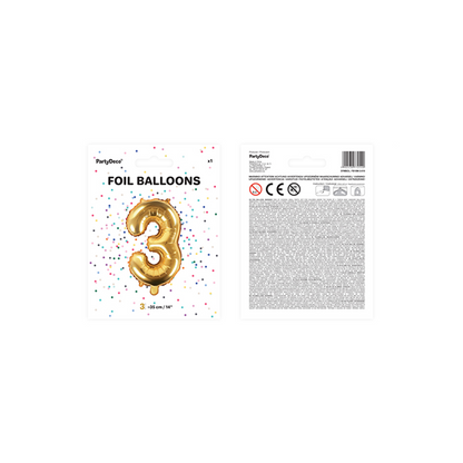 1 Balloon XS - Zahl 3 - Gold
