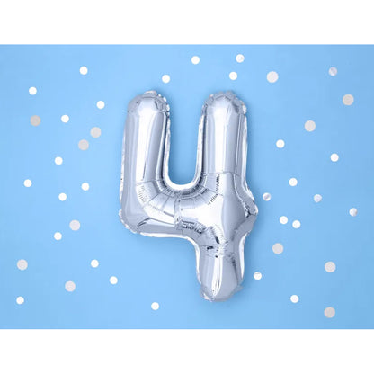 1 Balloon XS - Zahl 4 - Silber