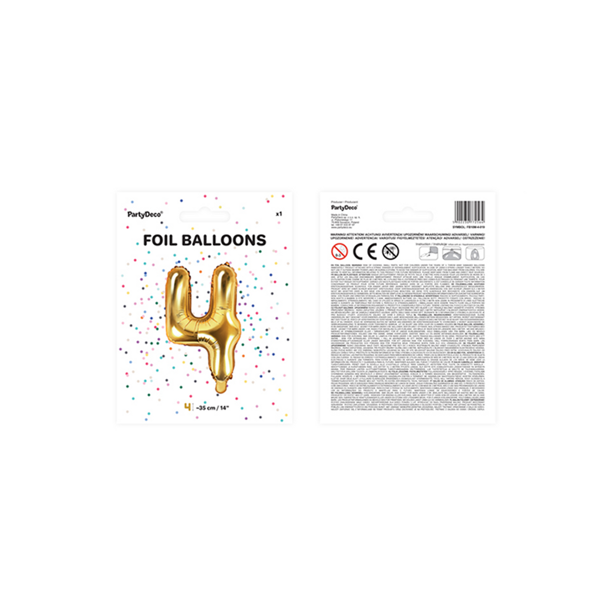 1 Balloon XS - Zahl 4 - Gold