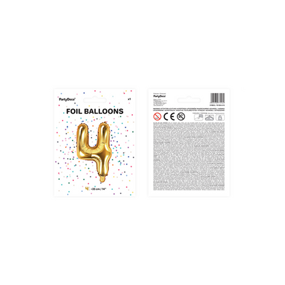 1 Balloon XS - Zahl 4 - Gold