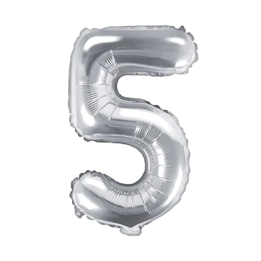 1 Balloon XS - Zahl 5 - Silber