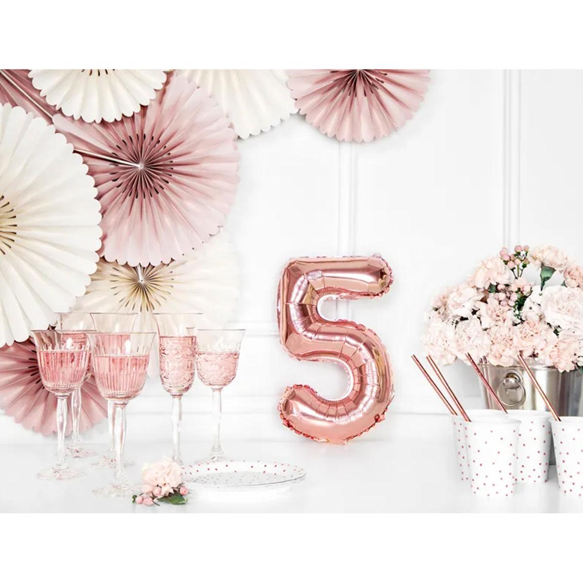 1 Balloon XS - Zahl 5 - RoséGold
