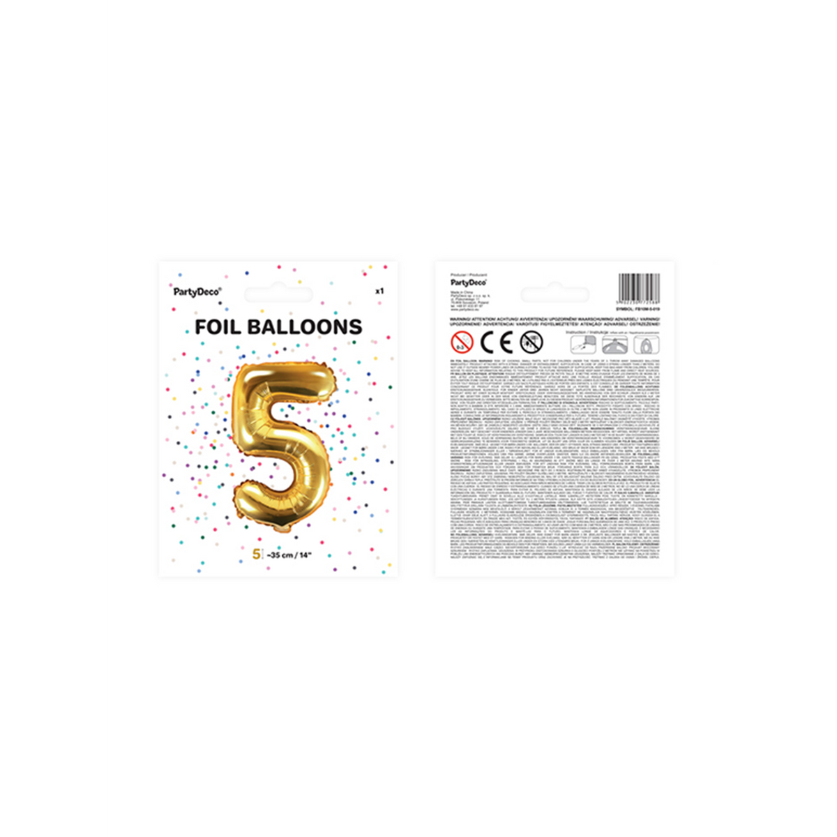 1 Balloon XS - Zahl 5 - Gold