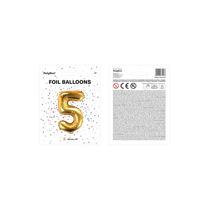 1 Balloon XS - Zahl 5 - Gold