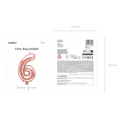 1 Balloon XS - Zahl 6 - RoséGold