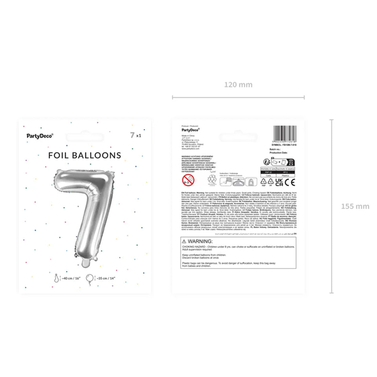 1 Balloon XS - Zahl 7 - Silber