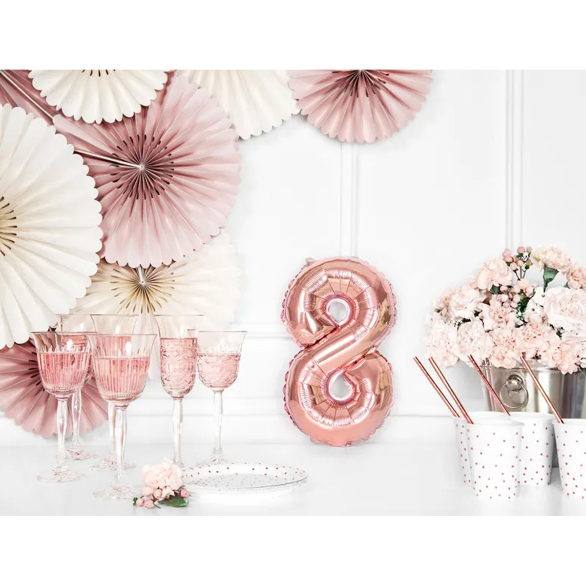 1 Balloon XS - Zahl 8 - RoséGold