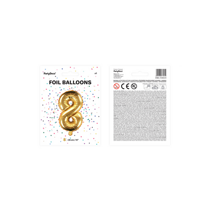 1 Balloon XS - Zahl 8 - Gold