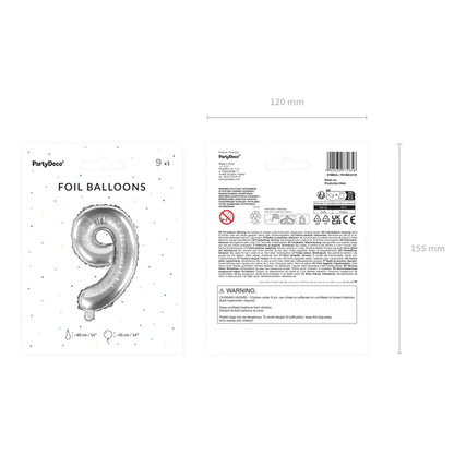 1 Balloon XS - Zahl 9 - Silber