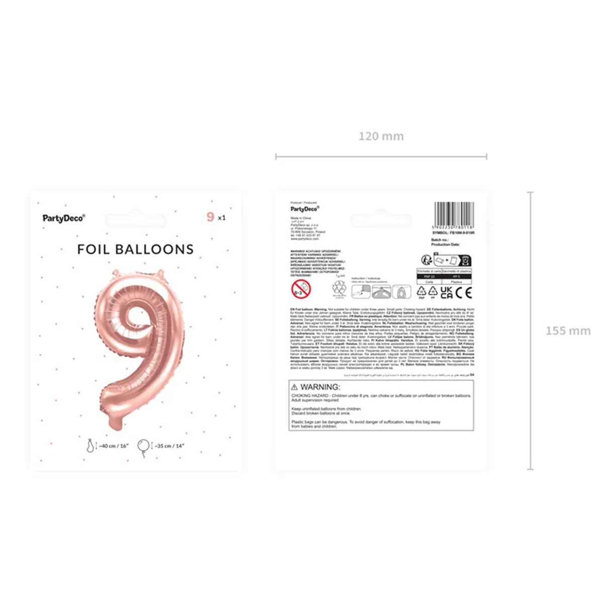 1 Balloon XS - Zahl 9 - RoséGold
