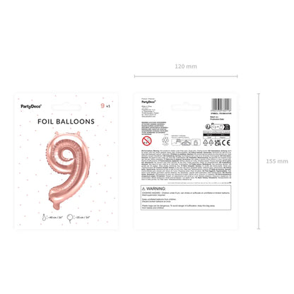 1 Balloon XS - Zahl 9 - RoséGold