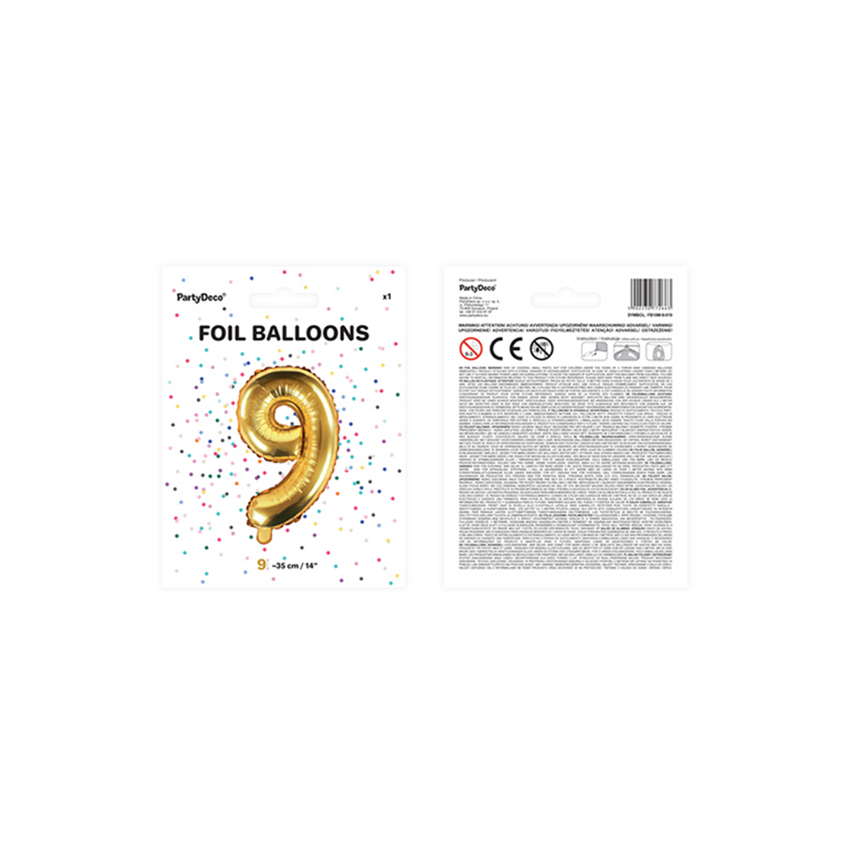 1 Balloon XS - Zahl 9 - Gold