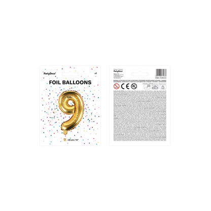 1 Balloon XS - Zahl 9 - Gold