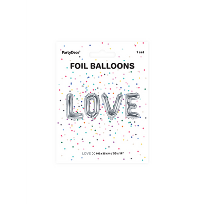1 Ballon - Schriftzug - LOVE - Silber