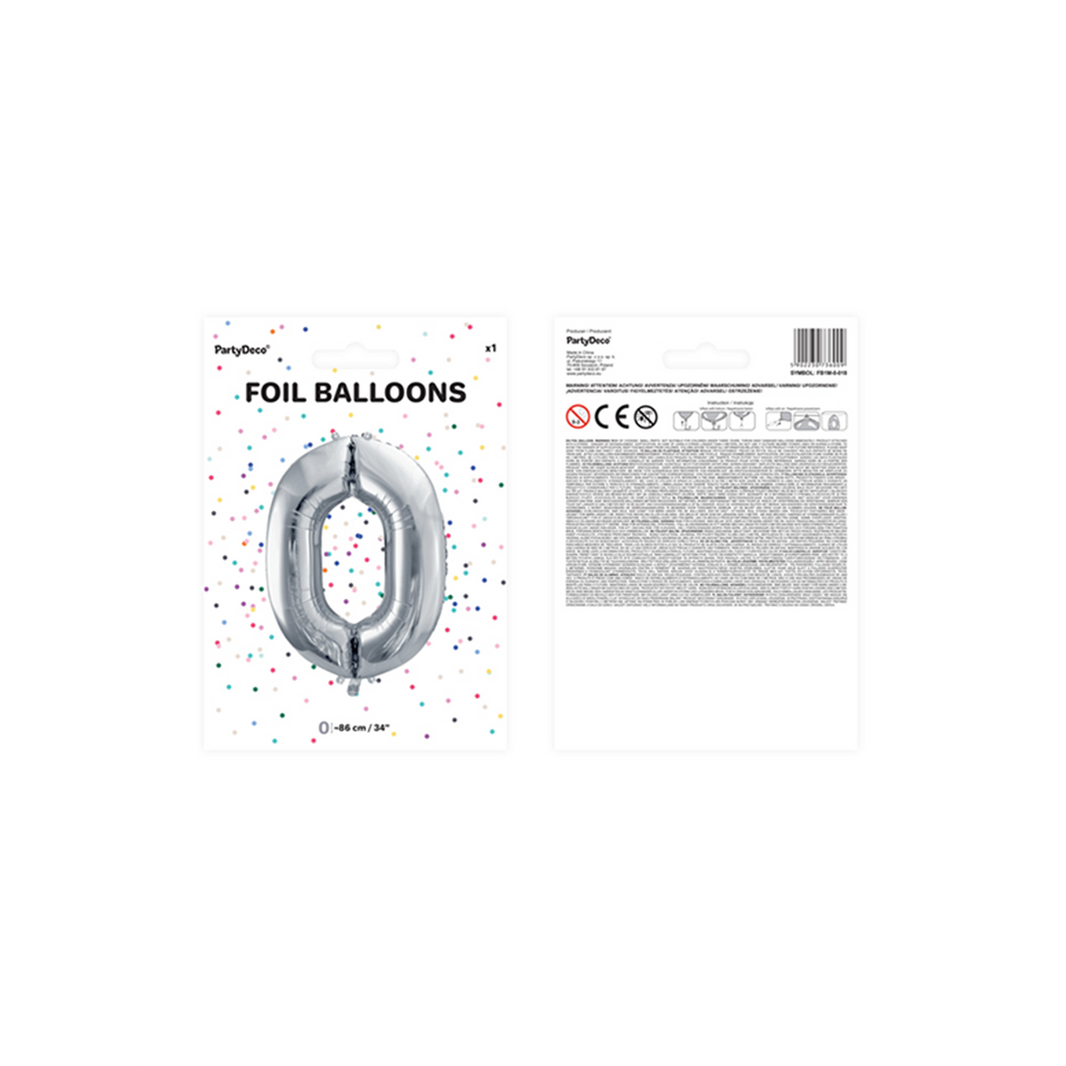 1 Ballon XXL - Zahl 0 - Silber