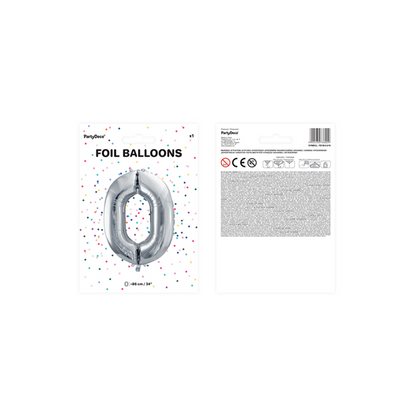 1 Ballon XXL - Zahl 0 - Silber