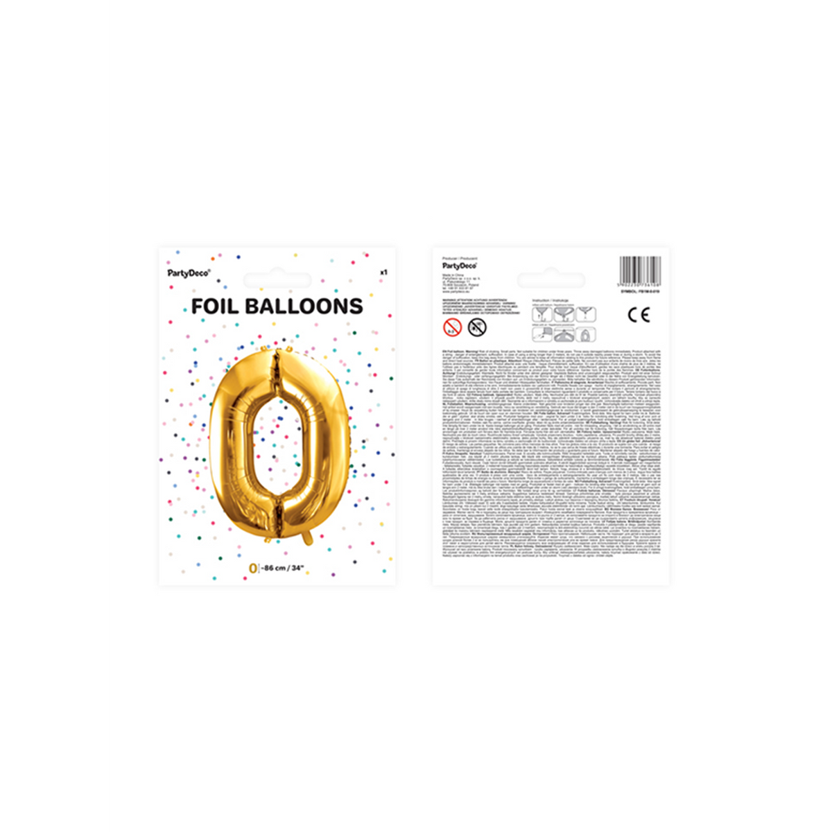 1 Ballon XXL - Zahl 0 - Gold