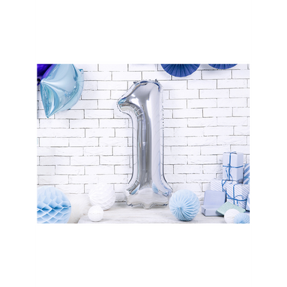 1 Ballon XXL - Zahl 1 - Silber