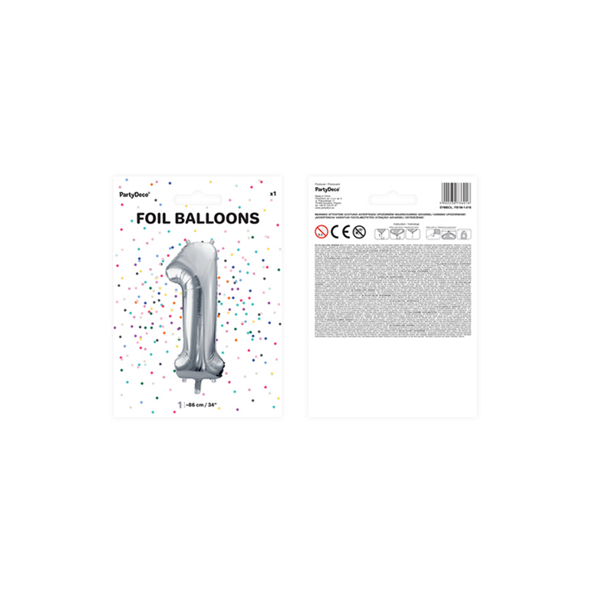 1 Ballon XXL - Zahl 1 - Silber