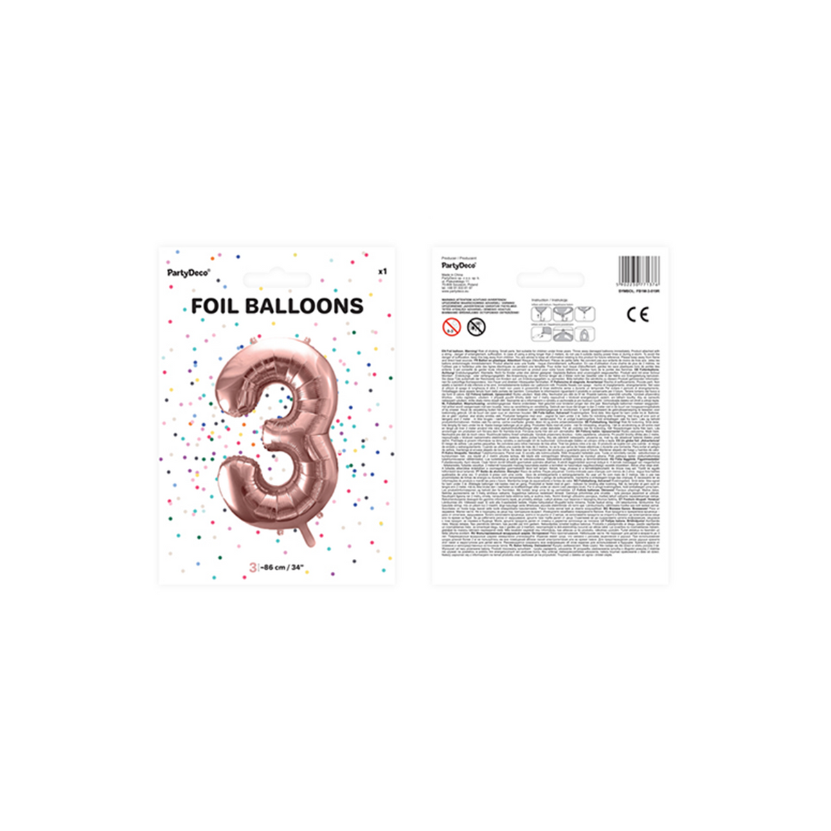 1 Ballon XXL - Zahl 3 - RoseGold