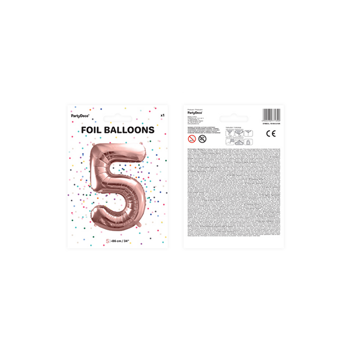 1 Ballon XXL - Zahl 5 - RoseGold