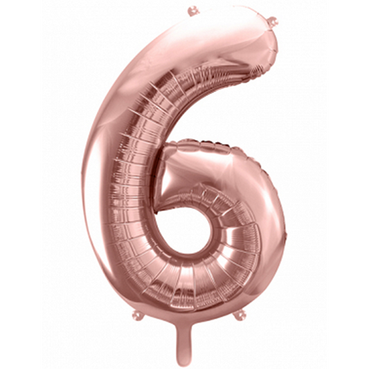 1 Ballon XXL - Zahl 6 - RoseGold