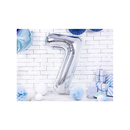 1 Ballon XXL - Zahl 7 - Silber