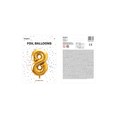 1 Ballon XXL - Zahl 8 - Gold
