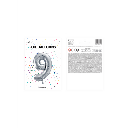 1 Ballon XXL - Zahl 9 - Silber