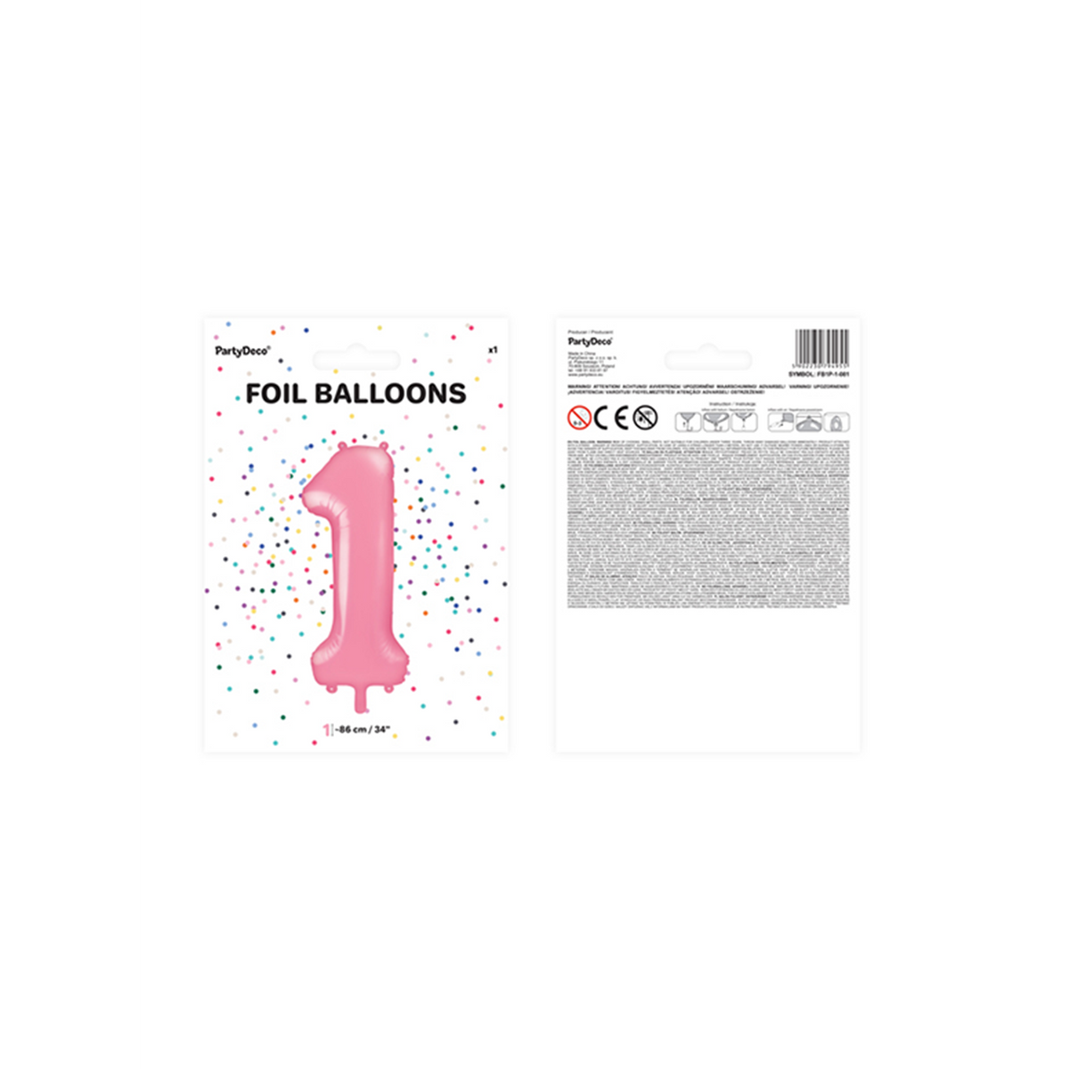 1 Ballon XXL - Zahl 1 - Rosa