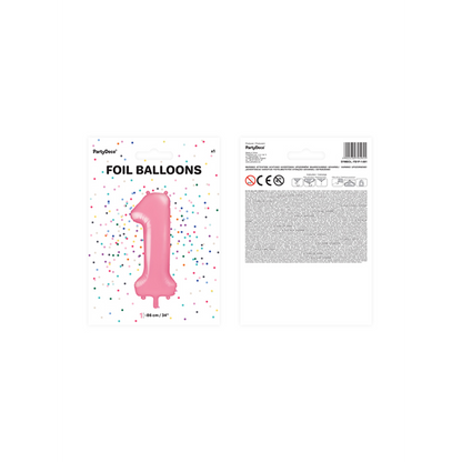 1 Ballon XXL - Zahl 1 - Rosa