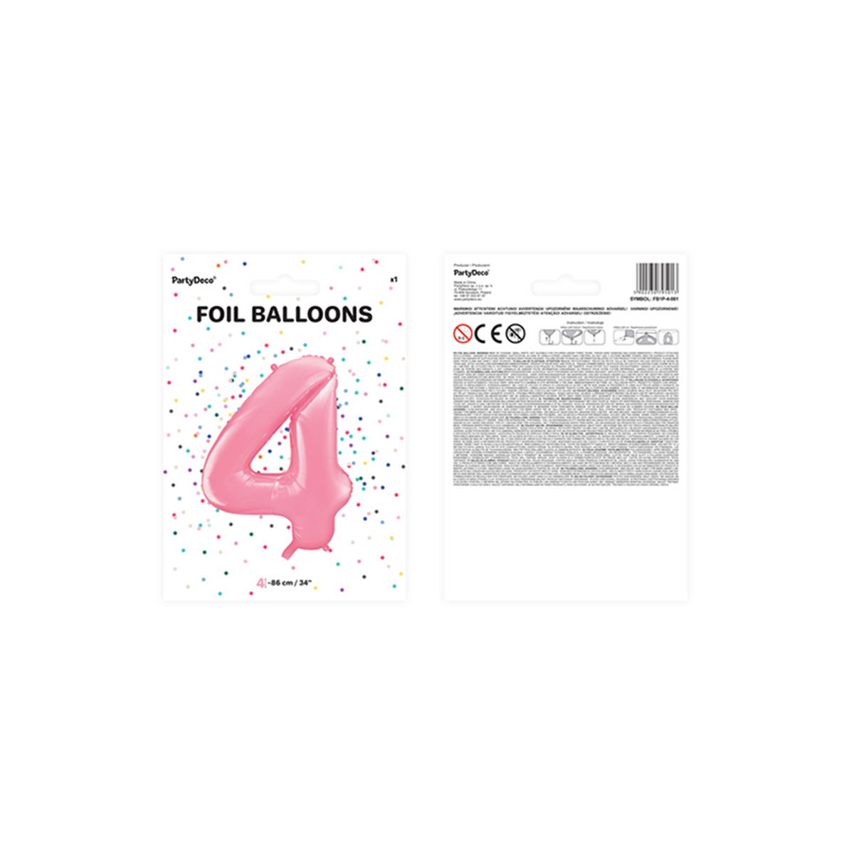 1 Ballon XXL - Zahl 4 - Rosa
