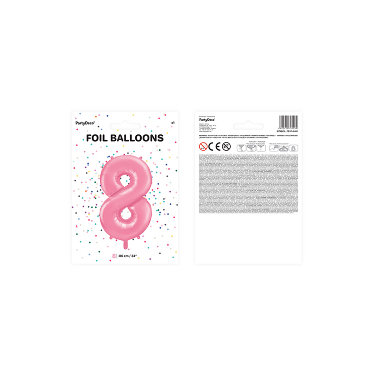 1 Ballon XXL - Zahl 8 - Rosa