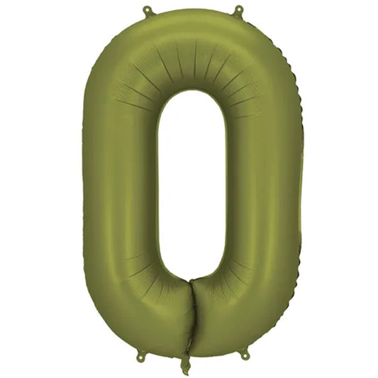 1 Ballon XXL - Zahl 0 - Olive