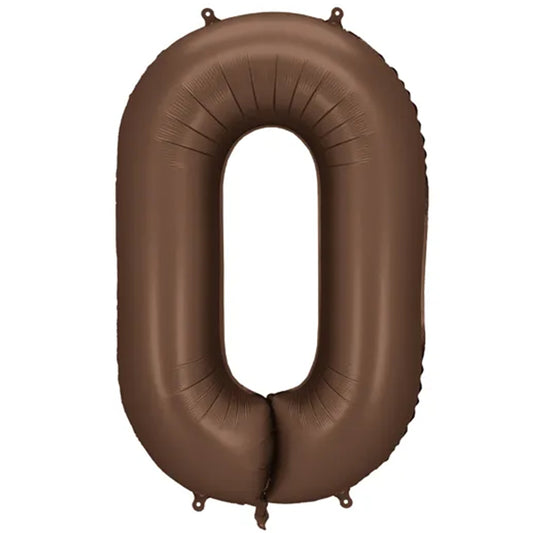1 Ballon XXL - Zahl 0 - Mocha
