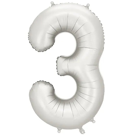 1 Ballon XXL - Zahl 3 - Silver