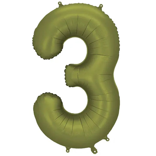 1 Ballon XXL - Zahl 3 - Olive