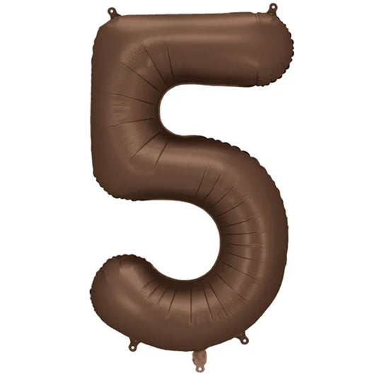 1 Ballon XXL - Zahl 5 - Mocha