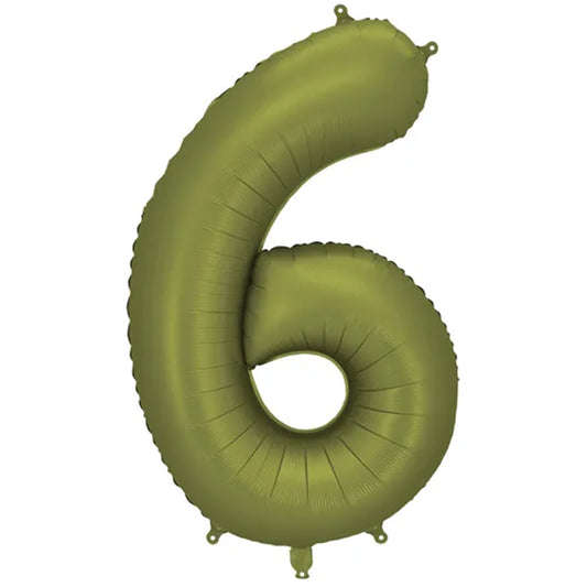 1 Ballon XXL - Zahl 6 - Olive