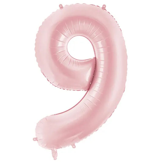 1 Ballon XXL - Zahl 9 - Light pink